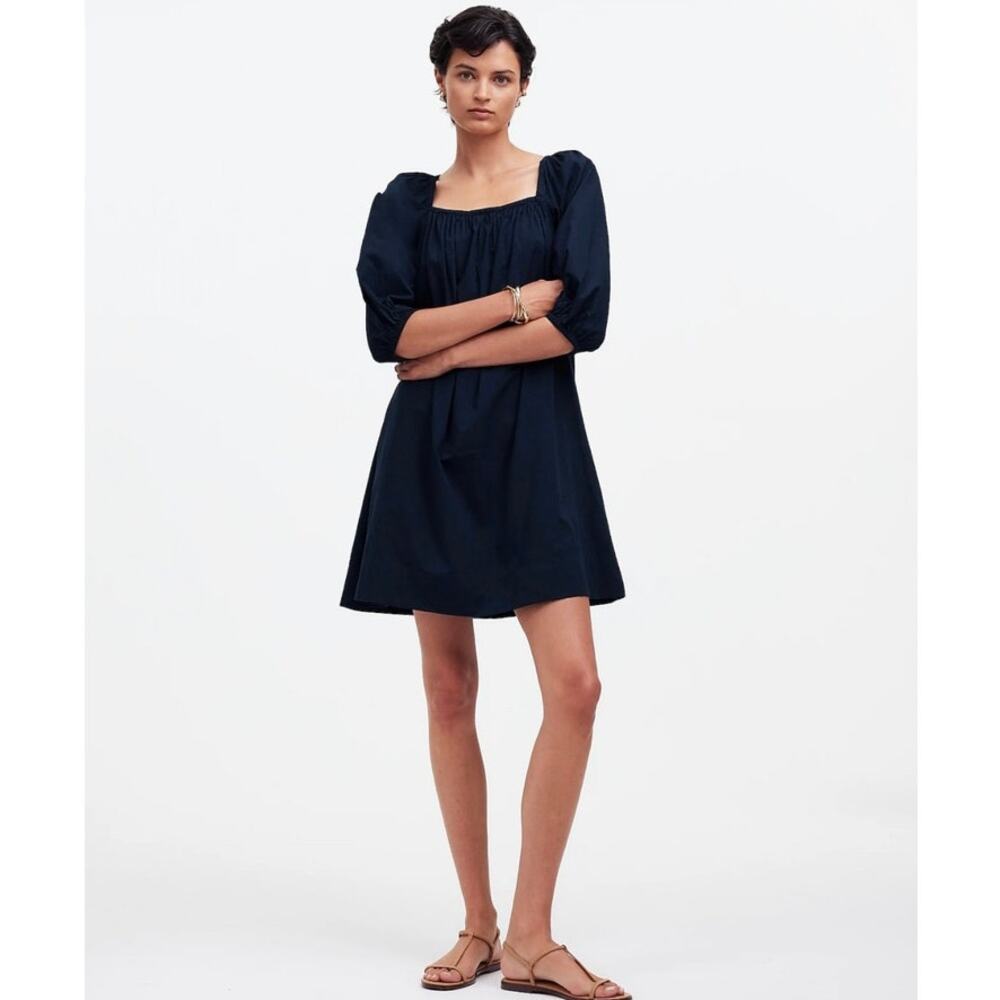 NWT Madewell Square-Neck Puff-Sleeve Mini Dress Size 2